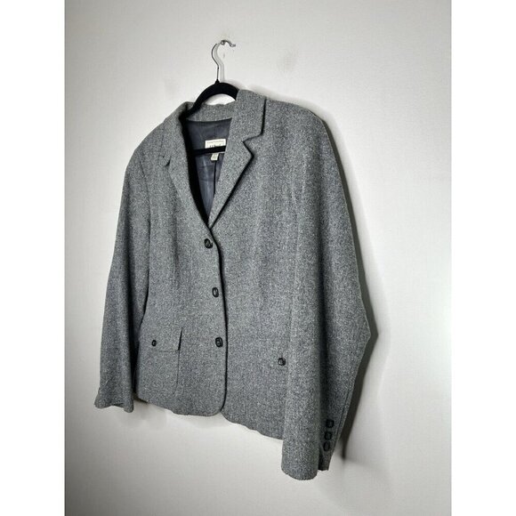 L.L. Bean Womens Wool Silk Blend Blazer Jacket Gray Size XL Petite - Picture 2 of 13
